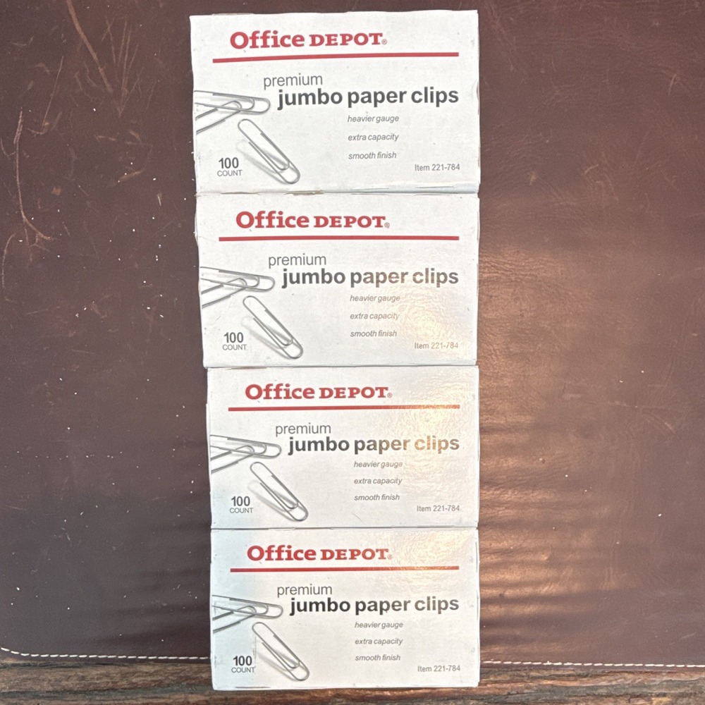Office Depot Premium Jumbo Paper Clips, Silver, 100 Count (4 Boxes)